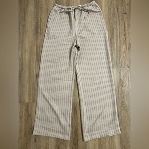 Beige Pin  Striped Pants